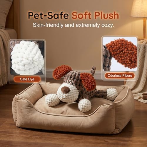 Indestructible Dog Toys for Aggressive Chewers, Squeaky Plush Chew Toy，Gray