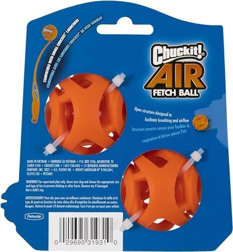 Chuckit! Air Fetch Ball, Small 2in, for Dogs 0-20lbs, 2 Pack