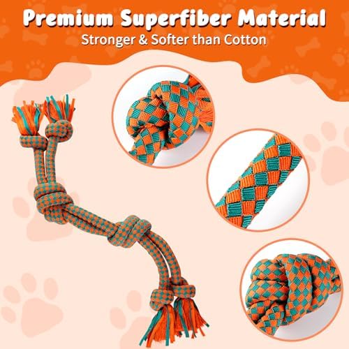 Interactive Dog Rope Toy – Ultra-Fiber Dog Chew Toys (Six Knots)