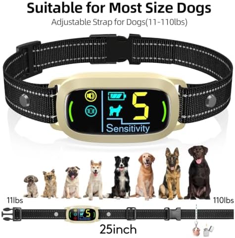 FAFAFROG Dog Bark Collar, Rechargeable Smart Collar, Anti Barking Training Collar with 5 Adjustable Sensitivity Beep Vibration, Bark Collar for Large Medium Small Dogs (Yellow)