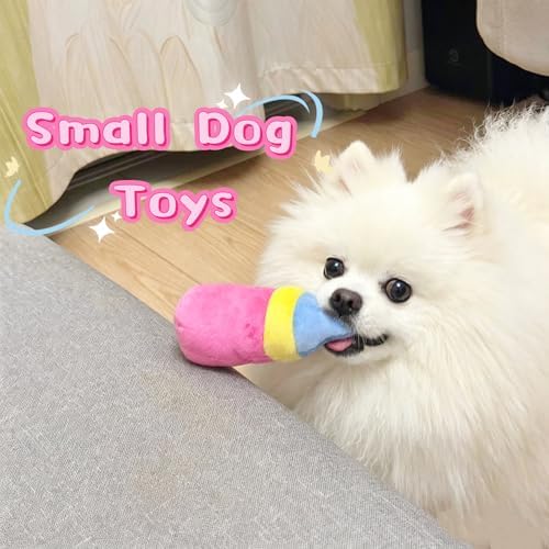 Cute Bottle Squeaky Plush Dog Toys, 2 Pack, Small Puppies & Breeds