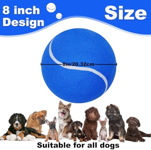 Banfeng Giant 8" Dog Tennis Ball Big Pet Toys Outdoor Sports Ball Interactive Dog Toy for Small Medium Large Dog(Blue)