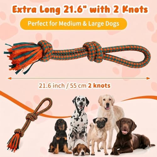 Interactive Dog Rope Toy – Ultra-Fiber Dog Chew Toys (Two Knots)
