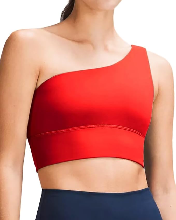 Queenie Ke Womens One Shoulder Sports Bra Left Side Strap Yoga Bras Gym Training Workout Crop Tops