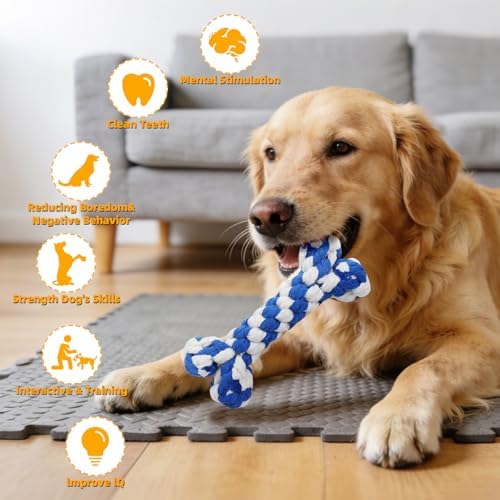 Dog Teething Chew Toys - 12 Pack Small Medium Breed Puppy Toy, Variety Dogs Rope Chew Toys Bundle for Boredom,Pet Interactive Squeaky Toys. Indestructible Cotton Puppy Teething Chew Tug Toys