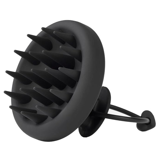 Scalp Massager Shampoo Brush, Soft Silicone Bristles Head Scrubber for Deep Cleansing, Dandruff Removal & Hair Growth, Ergonomic Exfoliator, Wet & Dry Use, Eco-Friendly Shower Brush, Black