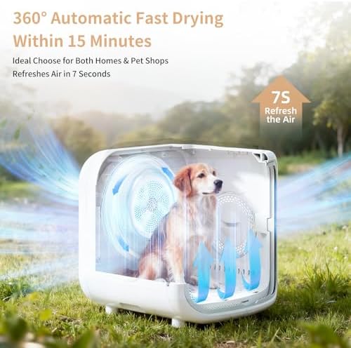 Upgrade 75L Large Automatic Cat Dryer Box -360° Rapid Drying with APP Control, Smart Safe Temperature & Overheat Protection, Ultra-Quiet & Grooming Box for Cats and Small Dogs