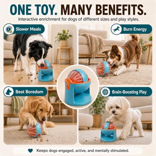 2-in-1 Dog Puzzle Toy, Treat Dispenser & Slow Feeder (Orange)