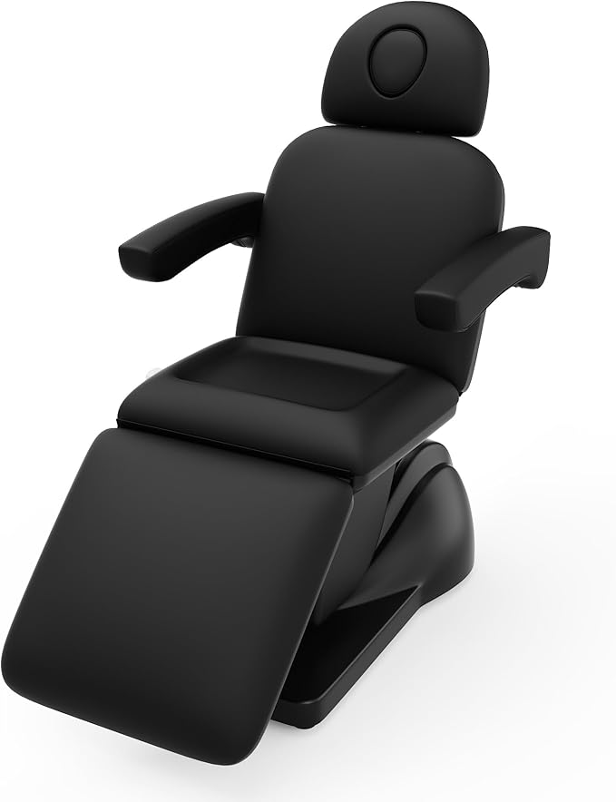pouseayar 3 Motor Electric Chair/Bed, Aluminum Hydraulic System for Medical Treatment Exam, Facial, Spa, Eyelash, Tattoo, Podiatry Treatment Beauty Massage, Hand Remote Controlled Adjustable - Black