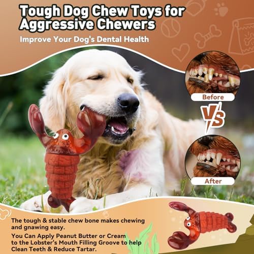 BIKIISEN Squeaky Dog Toys for Aggressive Chewers for Large Chew Toys