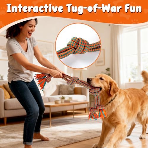Interactive Dog Rope Toy – Ultra-Fiber Dog Chew Toys (Six Knots)