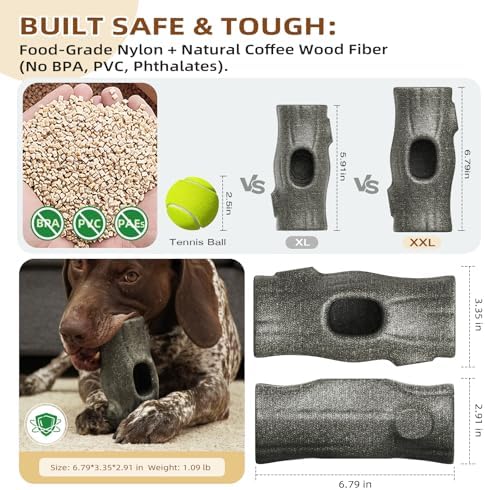Big Dog Toys for Large Dogs and Aggressive Chewers,Toys for Refillable Frozen Dog Treat Molds,Coffee Wood Dog Chew Toys,Dog Licking Toy to Keep Them Busy,Dog Treat Jar,Dog Gifts