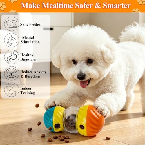 Dog Puzzle Toy, Adjustable Treat Dispenser Ball for Pets | Mental Stimulation Enrichment Toy, Boredom Buster & Anxiety Relief for All Breeds, Promotes Healthy Eating with Slow Feeder