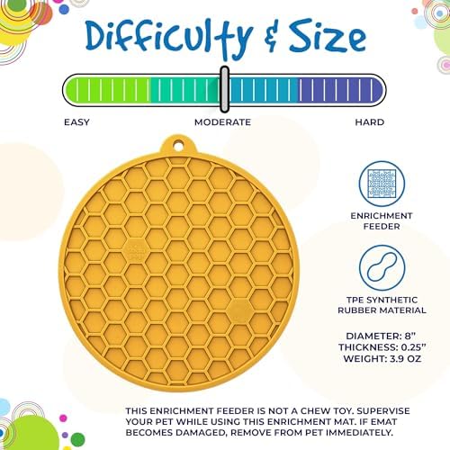 SodaPup Honeycomb Round eMat – Durable Enrichment Feeder for Dogs & Cats Made in USA from Non Toxic Pet Safe Food Safe TPE for Slow Feeding, Calming, Digestive Support, & Licking Fun