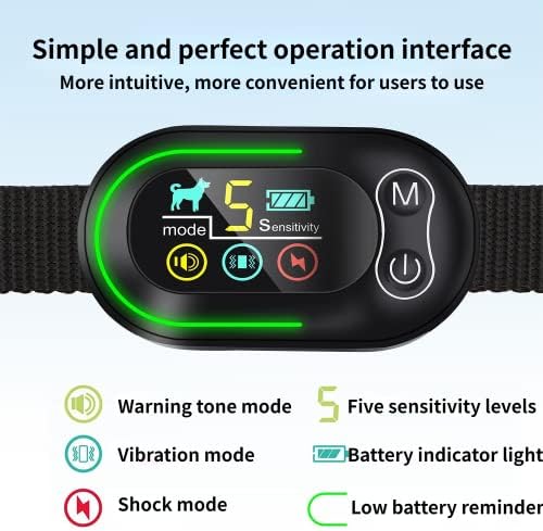 Dog Bark Collar,Rechargeable Smart Barking Collar, Anti Barking Training Collar with 5 Adjustable Sensitivity & Beep Vibration Shock, Bark Shock Collar for Large Medium Small Dogs