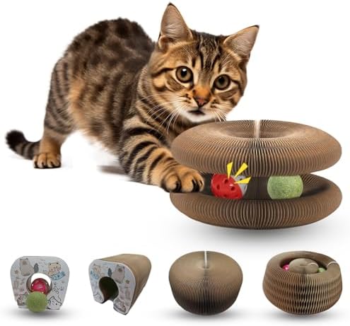 Ultimate Interactive Mental & Physical Exercise Kitten Toys for Indoor Cats Scratcher Toy Magic Organ Cat Toy with Ball Kitty Kurlz Stimulating Cat Toys Interactive Shape Shifting Catnip Toy