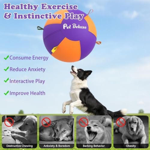 Upgrade Herding Ball for Dogs,18" Herding Ball for Australian Shepherd Collie,Border Collies,Cattle & Medium to Large Breeds,Fast-Inflating Pump,Durable & Waterproof Cover,Large Dog Toys Outdoor Play