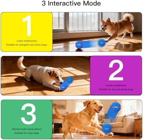 Interactive Dog Ball Toy, Automatic Moving & Rolling Dog Toy with 3 Modes, Self Rolling & Bouncing Ball to Keep Them Busy, for S/M Dogs, USB Rechargeable, E-TPU Pet Toy for Indoor & Outdoor Dogs