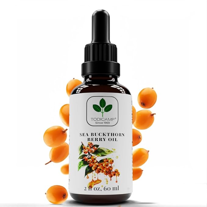 Sea Buckthorn Oil Organic - 2 fl oz Cold-Pressed Sea Buckthorn Berry Oil - Seabuckthorn Oil for Face and Organic Sea Buckthorn Oil Supplement
