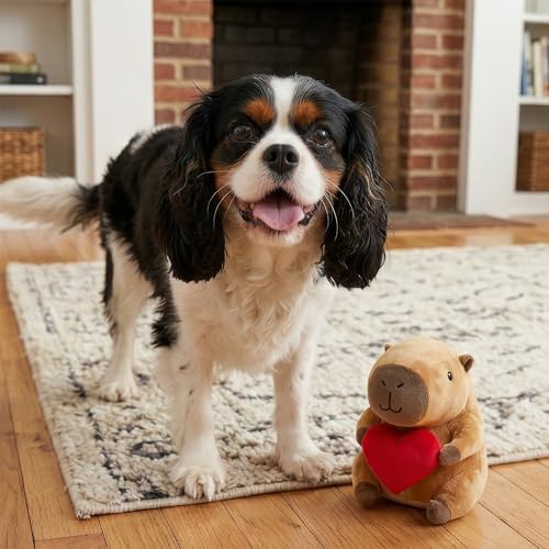 SPOT Capybara with Heart Plush Dog Toy, Soft Stuffed Squeaky & Crinkle Toy for Calm and Gentle Play, Adorable Capybara, for Light Chewers and Small Dogs, 8 Inch