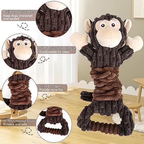 Letsmeet Plush Dog Toy with Crinkle Paper, Tug of War Pull Interactive Toys for Puppies to Large Dogs
