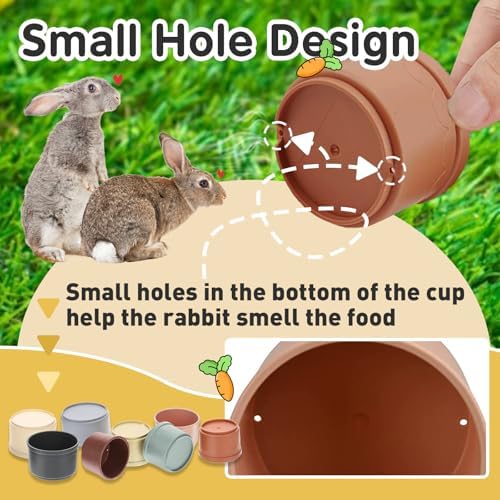 16 Pcs Stacking Cups for Rabbits, Colorful Bunny Toys for Rabbits and Small Animals, Nesting Rabbit Toys of Different Sizes, Bunny Stacking Cups for Hiding Food and Playing