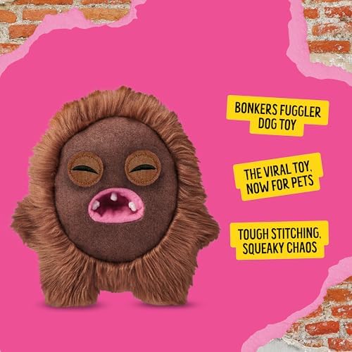 Bonkers Fuggler Hedge Grog Squeaky & Plush Dog Toy for Playtime, Brown, 8 inches