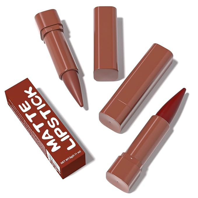 evpct 3Pcs Ruby Plum Red Mauve Gradient Matte Lipstick Lip Liner Crayon Combo Pencil Set for Women Long Lasting, Cream Lipliner and Lipstick Combo Makeup Set, Flawless Gradual Lip Bar Ombre Effect