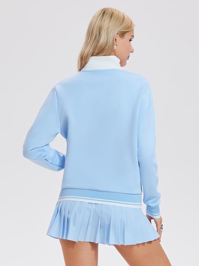 Airfree Women Two Piece Tennis Skirt Set Golf Outfits Half Zip Oversize Pullover Sweatshirt 2 Piece Skirt Sets with Pockets