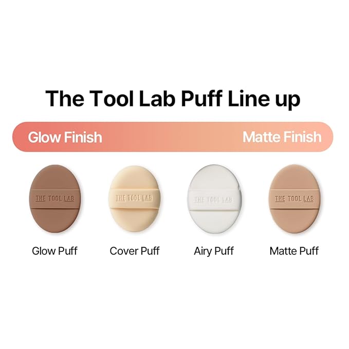 THE TOOL LAB Long-lasting Tension Puff (Glow type, Round) - Korean Olive Young Makeup Puff Sponge for Liquid Foundation Cushion Shading Blusher, 100% Pure Rubycell for Moisterizing Fitting - 2.1 inch