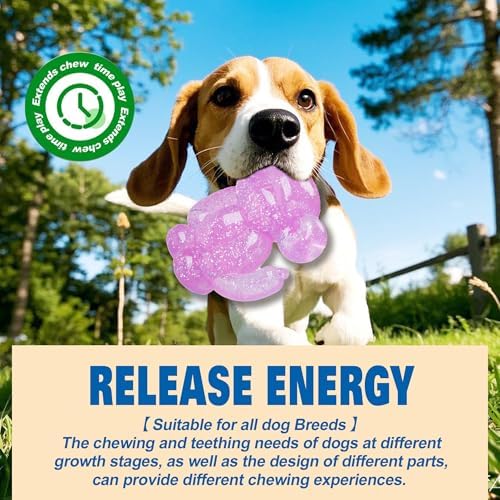 Monkey Dog Chew Toy, Indestructible Dog Rubber Toy for Medium & Large Dogs, Tough No Stuffing Puzzle Toy, Anxiety Relief & Dental Care, Interactive Cognitive Toy, 4.92inch (Pink)