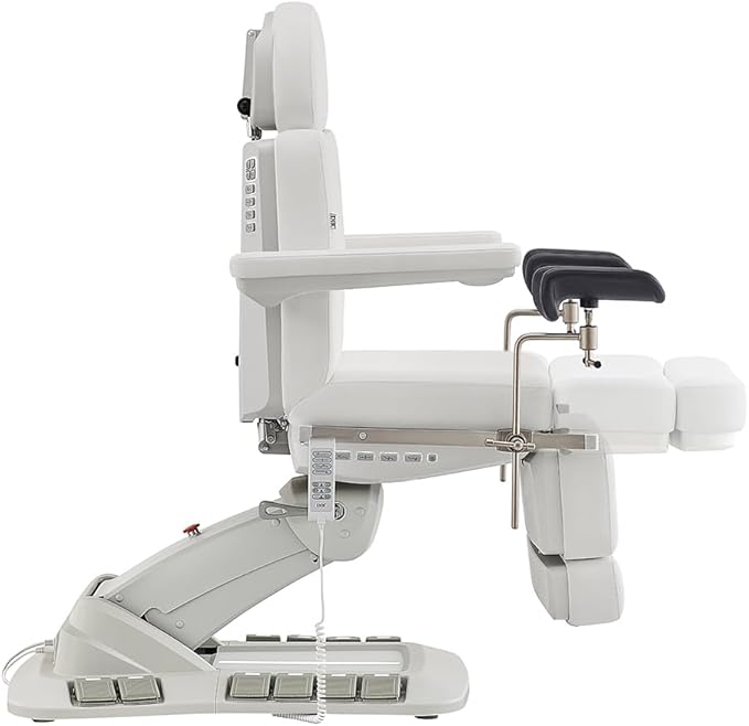 Dir Medical Spa Chair 4-Motor Electric Medical Examination Room Table with Stirrups Spa Beauty Bed Esthetician Chair Facial Bed with Position Memory Function Geneva