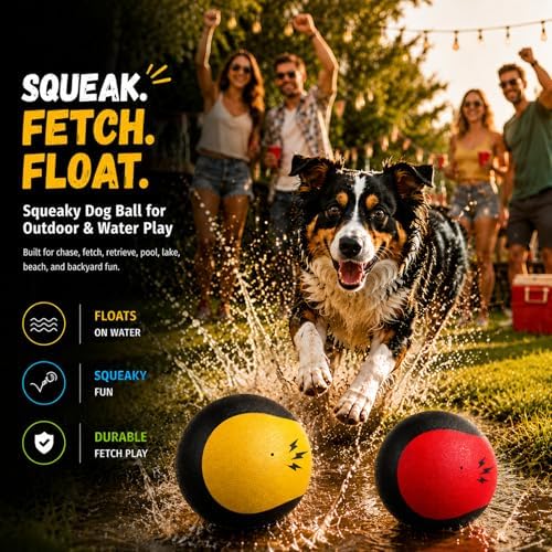 Squeaky Balls for Dogs, Interactive Rubber Fetch Toy for Small Medium Dogs