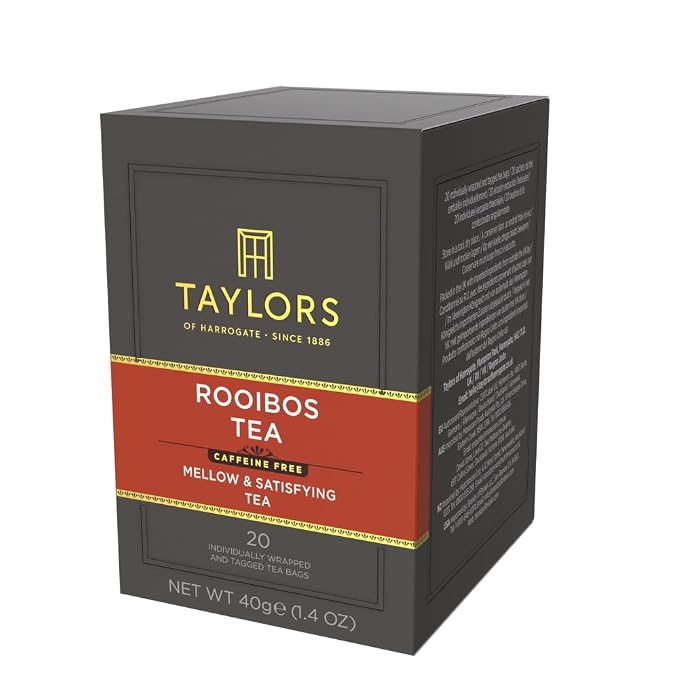 Taylors of Harrogate Rooibos Tea, Individually Wrapped Bags, 20 Count (Pack of 1), Mellow, Malty, and Slightly Honeyed, Caffeine-Free, Enjoy Hot or Iced, 20 Teabags