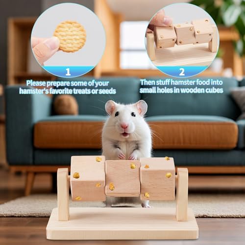 AOWPFVV Wooden Hamster Toys,Safe Rabbit Toys for Guinea Pigs