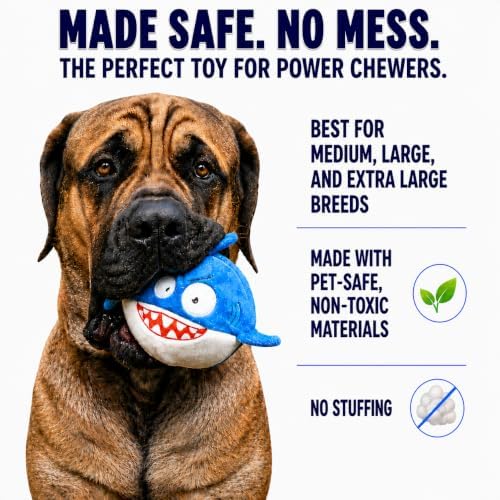 Dog Toy for Aggressive Chewers, No Stuffing Crinkle Soft Plush 3-in-1 Shark