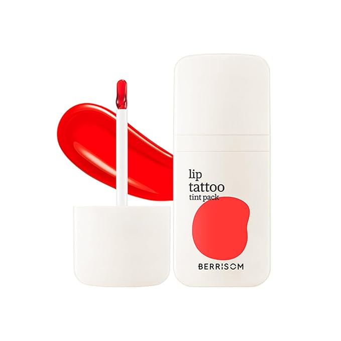 Berrisom Lip Tattoo Tint Pack 6g – Waterproof Peel‑Off Lip Stain, Smudge‑Resistant & Long‑Lasting Color, Hydrating Low‑Irritation Formula, 5 Colors (Scarlet Red)