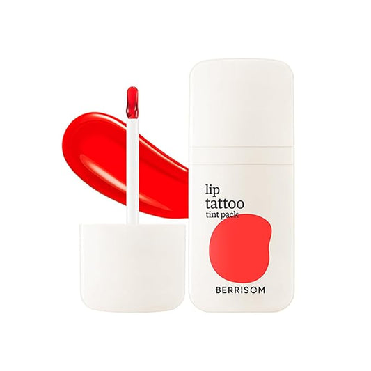 Berrisom Lip Tattoo Tint Pack 6g – Waterproof Peel‑Off Lip Stain, Smudge‑Resistant & Long‑Lasting Color, Hydrating Low‑Irritation Formula, 5 Colors (Scarlet Red)