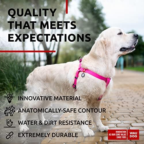 WAUDOG Waterproof Dog Harness with QR Code Tag & Metal Clasp