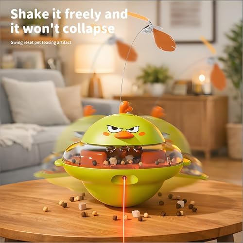 Interactive Cat Toy for Indoor Cats with Laser, Feather & Treat Dispenser