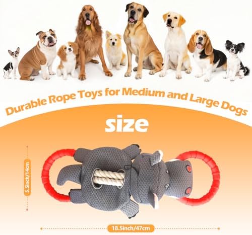Tug-of-War Dog Toy, Durable Plush Chew Toy with Double EVA Pull Rings for Interactive Play, Chewing & Training for Small Medium Large Dogs