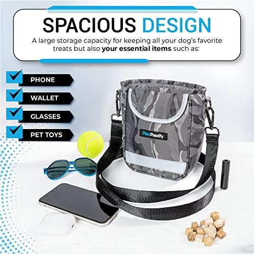 Dog Training Treat Pouch – Treat Bag for Dog Training with Built-in Poop Bag Holder – Waist Dog Training Pouch with Reflective Strips – Fanny Pack for Dog Training