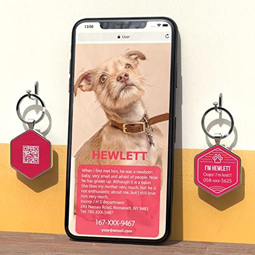 QR Code Dog Tags Personalized Pet ID Tags - Customize Dog Cat Tag - Pet Online Profile Display Pet Information