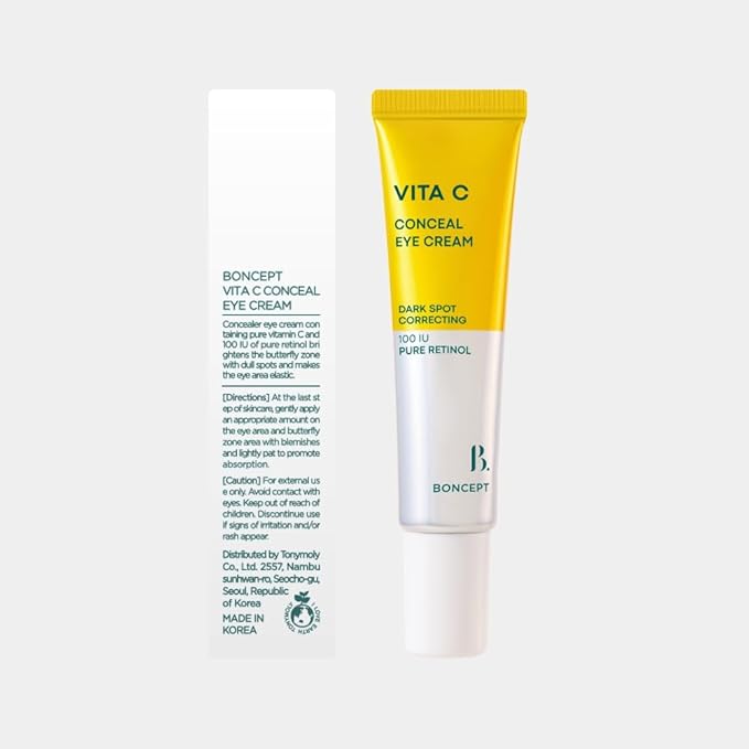 Vita C Conceal Eye Cream - Even Tone & Firming Korean Vitamin C Eye Treatment for Dark Circles, 0.34 fl. oz. 10ml