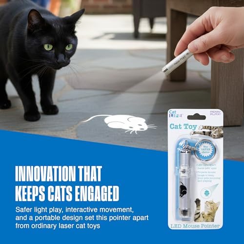 Penn-Plax LED Mouse Projection Toy for Cats - Interactive Cat Toy with Moving Mouse LED Projection for Indoor Chase Play, Exercise, Activity, Mental Stimulation & Everyday Fun - 0.5 x 4.5 x 4 Inches