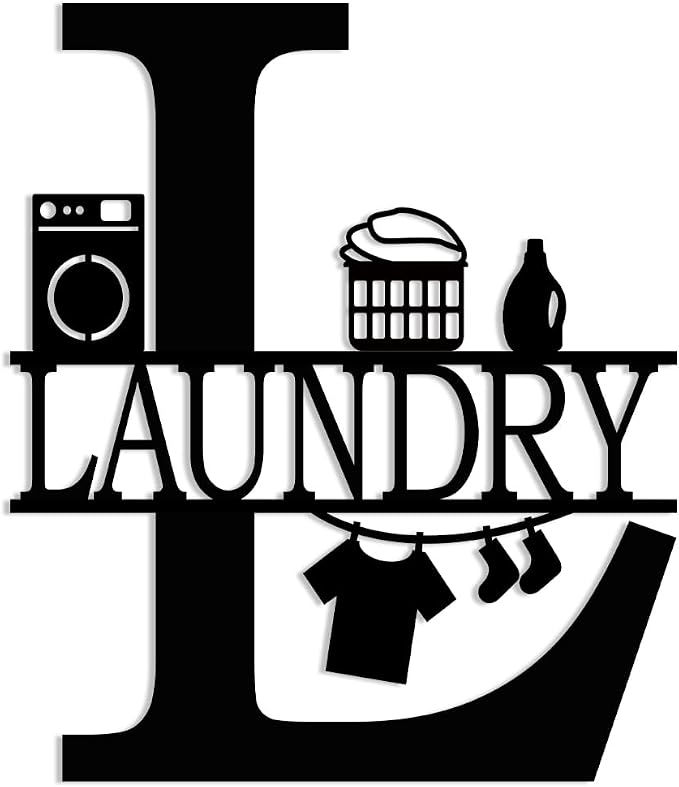 XORT Laundry Room Decor for Wall Farmhouse Laundry Sign, Vintage Metal Laundry Sign for Laundry Room Shelf Laundry Wall Art (Black - 10 x 12 inch)