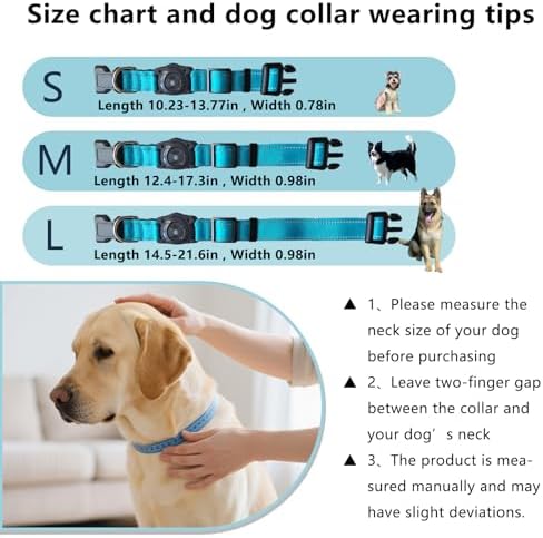 Tracking Collar for Dogs Waterproof Adjustable Air Tag Dog Collar Holder, Comfortable Dog Collars for Small Medium Large Dogs (SkyBlue, M)