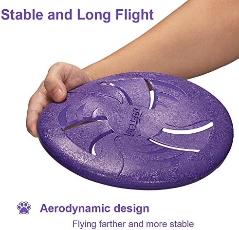 Indestructible Dog Discs, Interactive Catch & Fetch Toys for Small Dogs, Floats in Water & Safe on Teeth, 7.48 inch (Small, Purple)