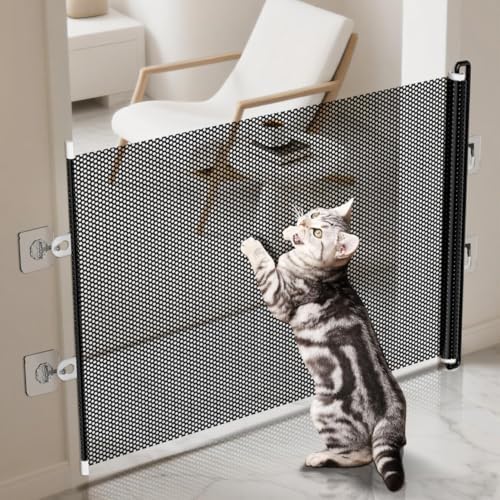 Retractable Pet Safety Gate Barrier, Adjustable Pet Security Gate for Stair