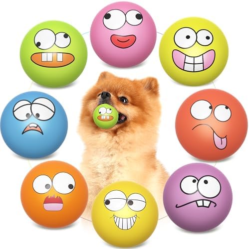 Squeaky Dog Toys Soft Latex Rubber Squeaky Dog Balls for Puppy Small Pet Dogs (8 Pack) (Round Balls)